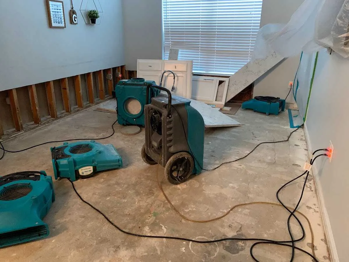 Dehumidifier in flood-cut room for Water Damage Restoration in Florida City