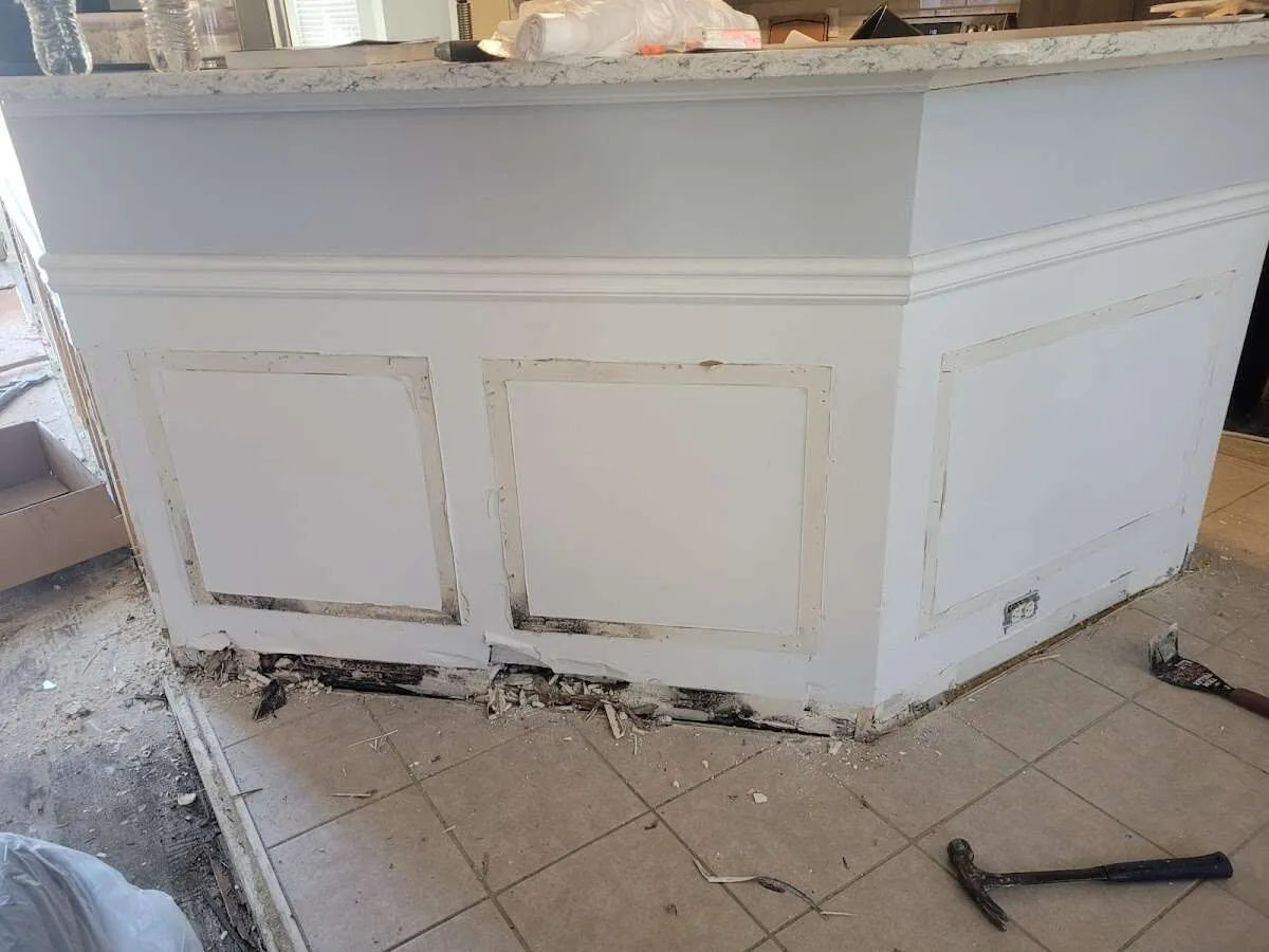 Water damage and mold on kitchen during Mold Inspection & Testing in Florida City